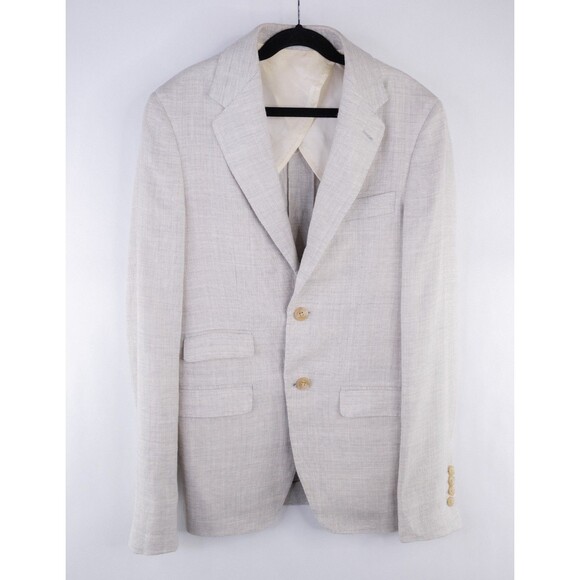 Scabal Mens Sport Coat Jacket Blazer Sz 34R Wool Finest Cloth Two Button Beige - Picture 2 of 14
